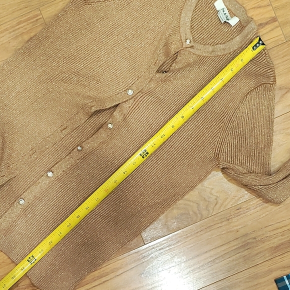 Camel Ribbed Button Cardigan - Picture 7 of 8
